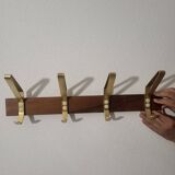 Scandinavian design coat hook in teak and gold aluminum