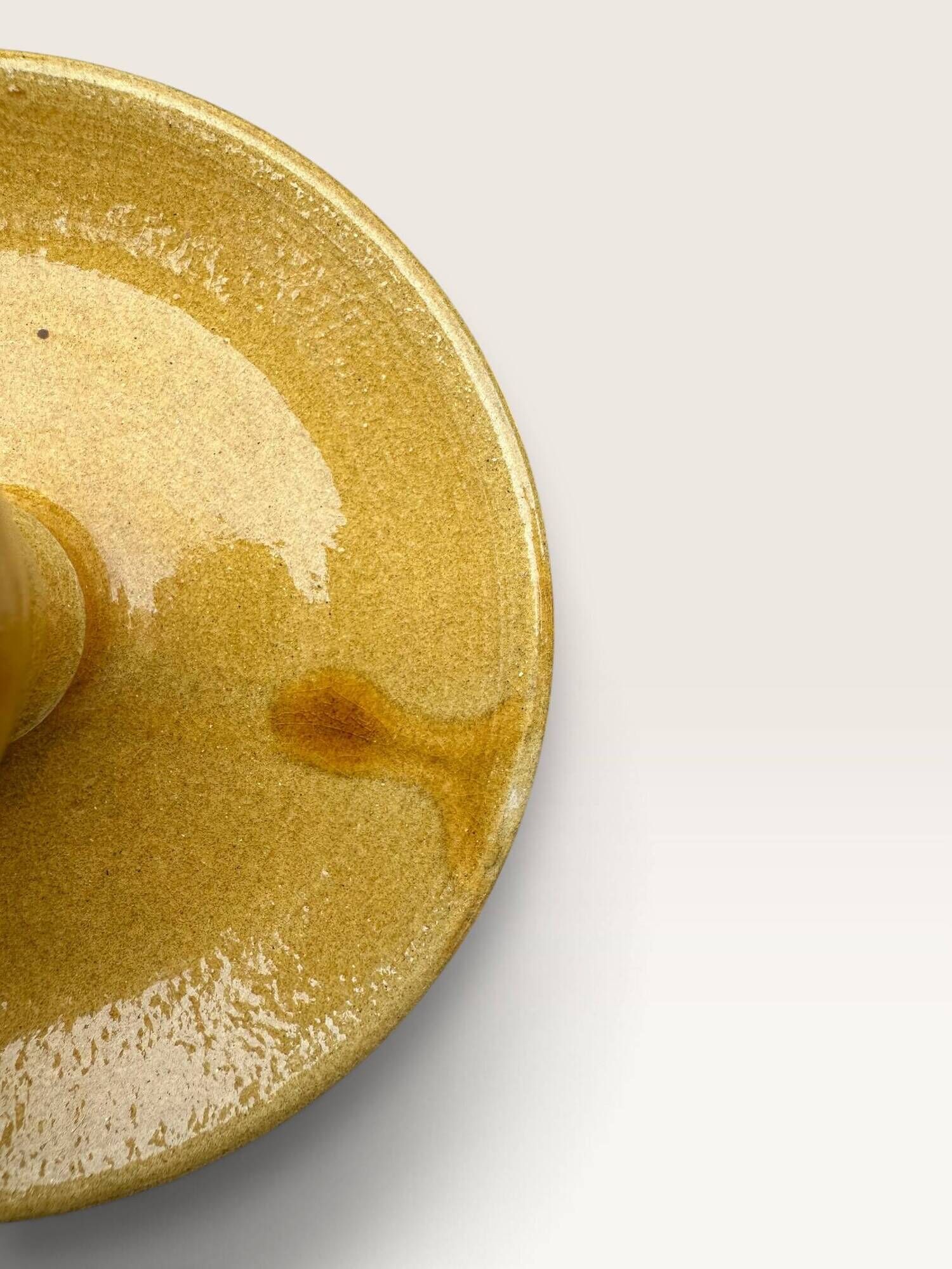 Mustard ceramic cellar rat candlestick