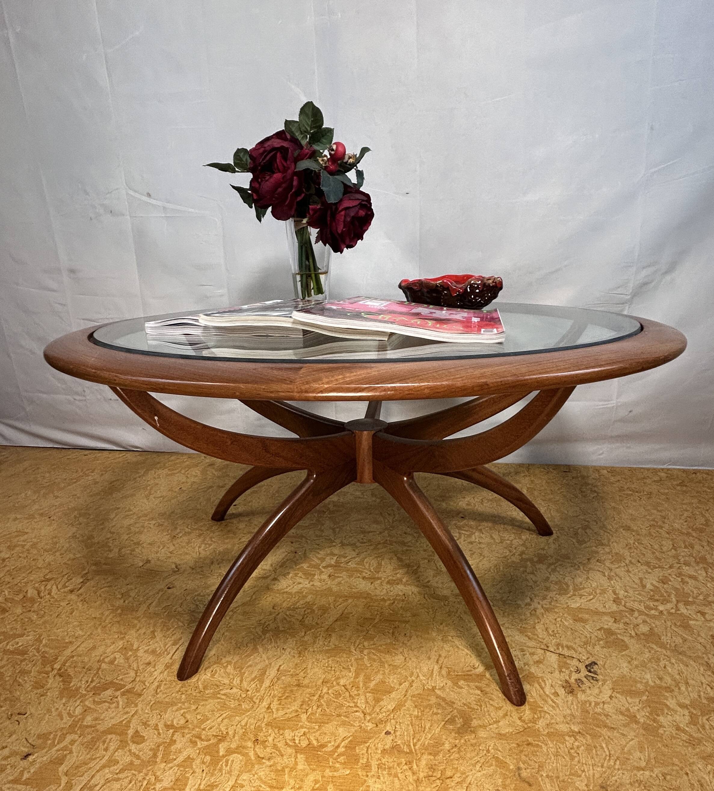Mid Century retro vintage teak spider astro coffee table 1970  Viktor Wilki