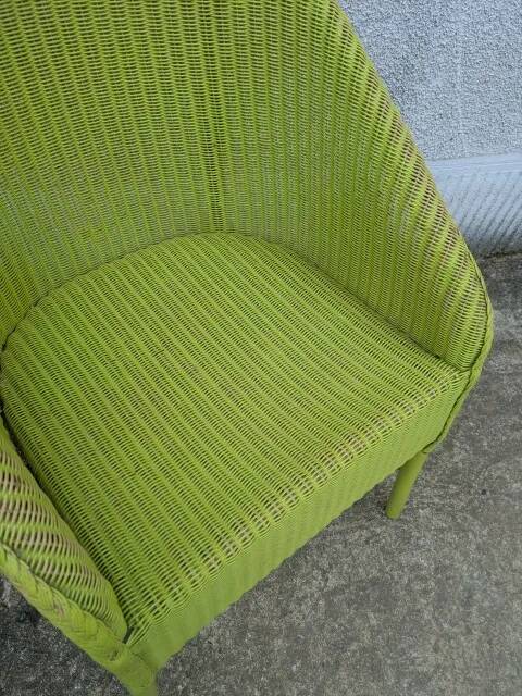 Lime green wicker armchair