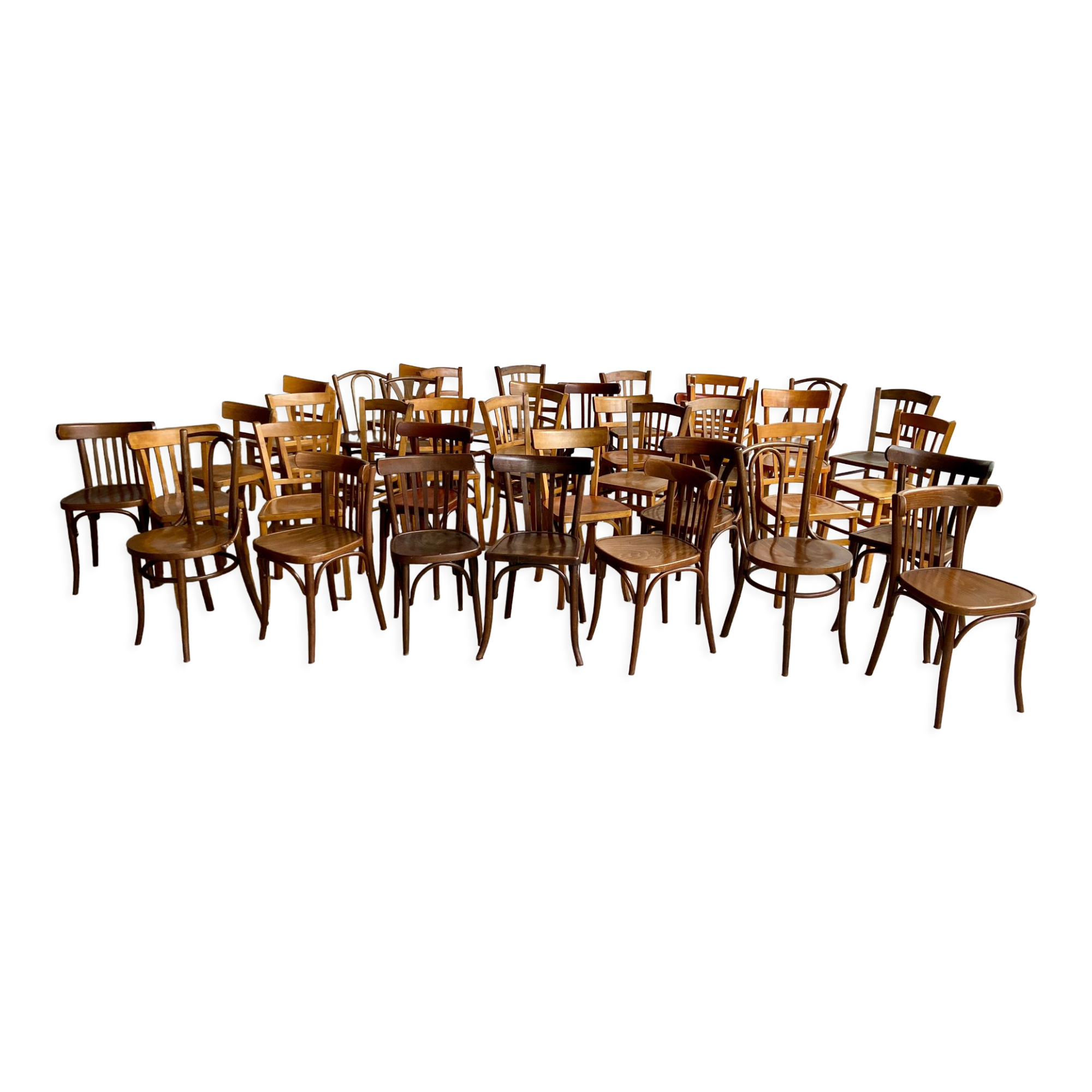 50 vintage restaurant café chairs mismatched curved wood from the 50s-60s