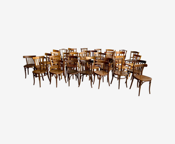 50 chaises de café restaurant vintage dépareillées bois courbé des années 50-60