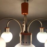 Space Age chrome and globe pendant light, Italy, 1960-70