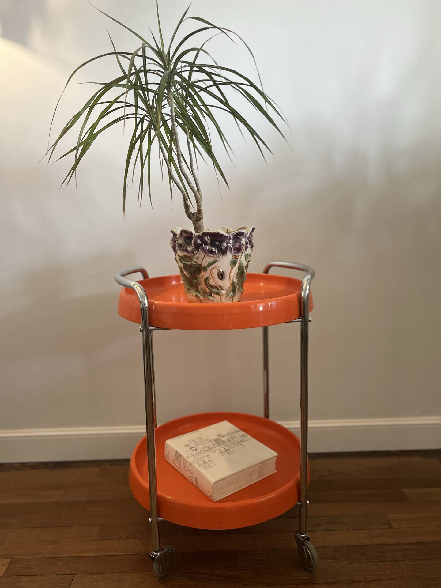 Bat chariot desserte vintage Space Age orange vintage