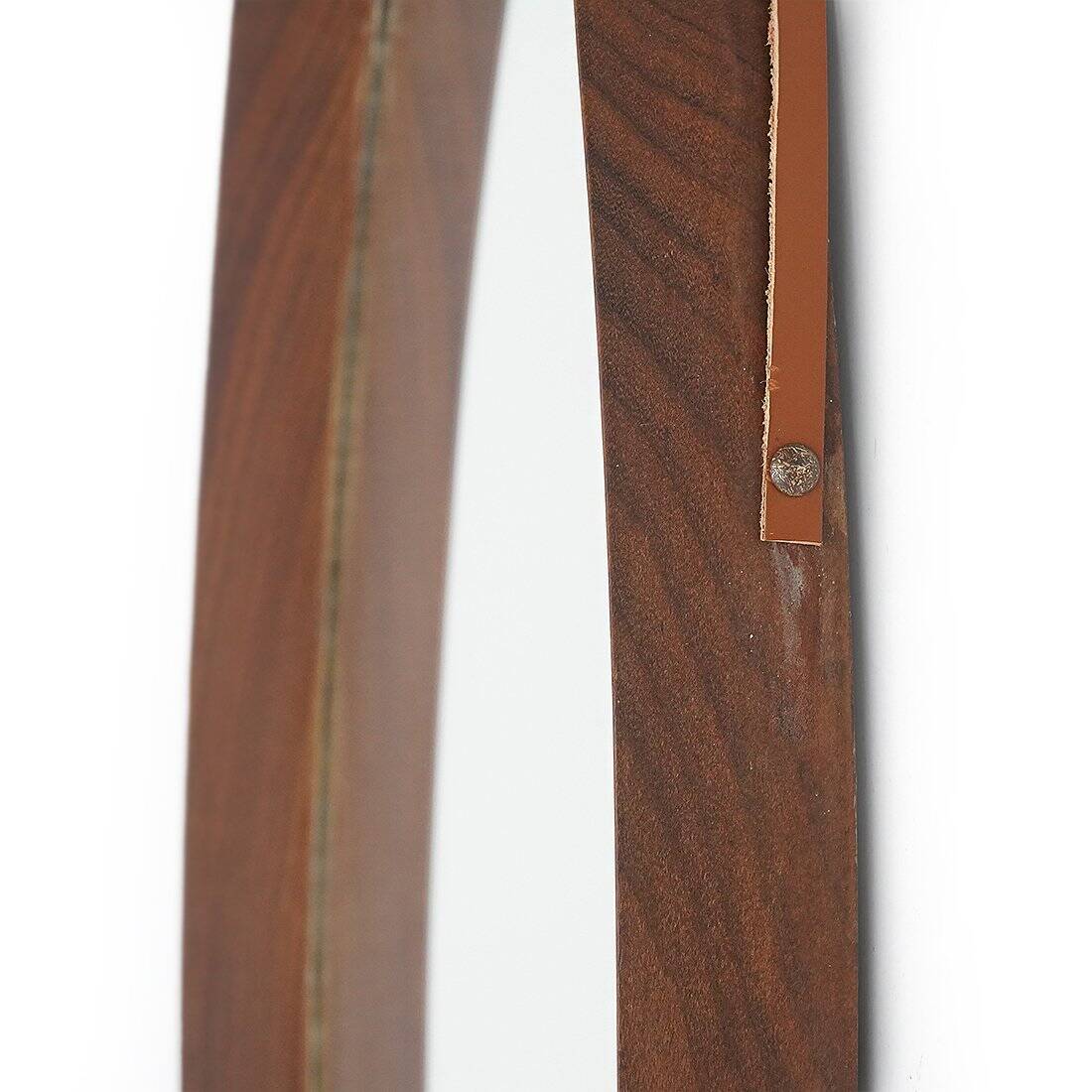 Oval wall mirror in teak, 1960s