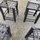 6 tabourets bois assise tressée de Cuir Nina Kaufmann
