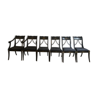 Series of 4 chairs and 2 dining chairs 19th century