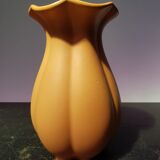 Ancien vase céramique jaune col corolle vintage