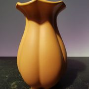 Old ceramic vase yellow corolla collar vintage