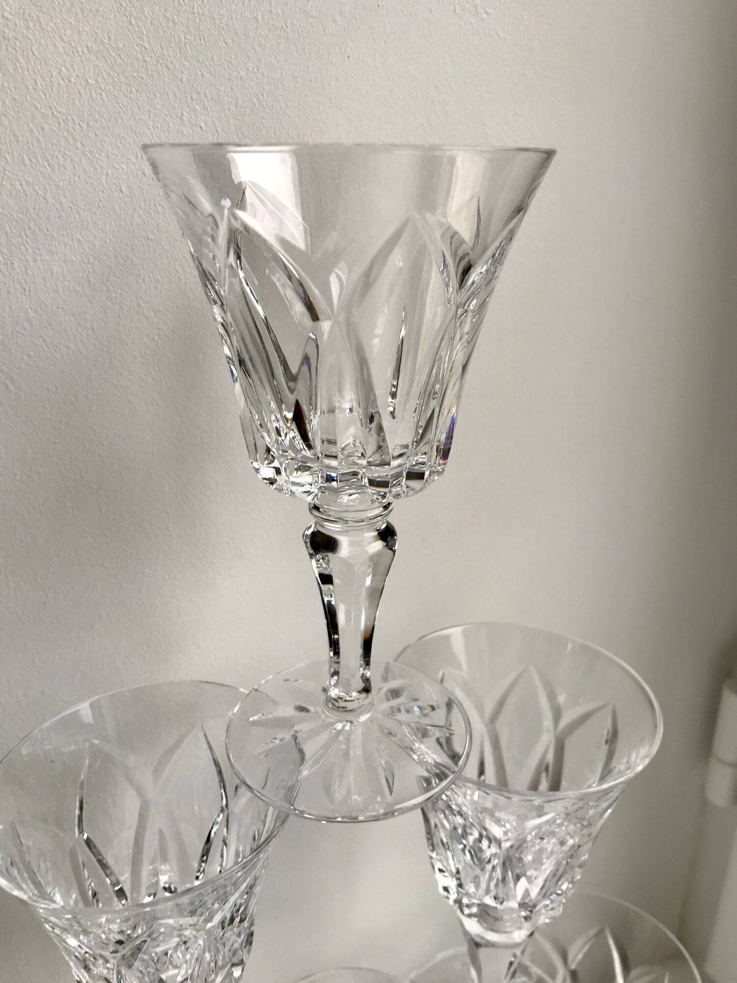 Set of 6 large crystal wine glasses 50s