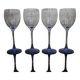 4 Luminarc red wine glasses with blue stem Azur France