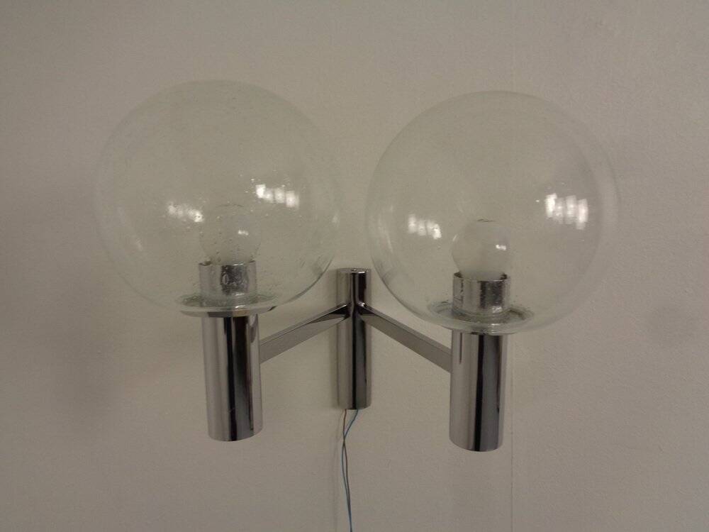 Chromed Glass Wall Lamp from OTT International, 1960s