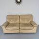 Old 2-seater beige leather sofa designed by Carl Larsson De Sede, vintage 80s