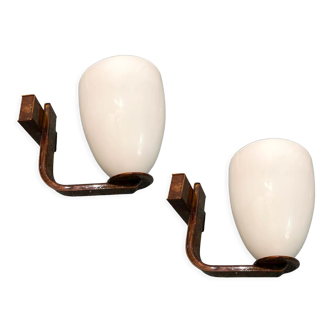 Italian Opaline Glass Sconces, Set of 2