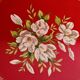 Large red enameled sheet metal tray - floral decoration - Sun Cloud - Made in England