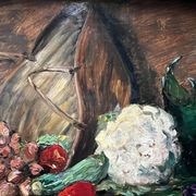 Tableau 1961 "Légumes et litre cassé "signé HG.Schmitt