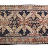 Handmade caucasian oriental wool runner rug blue traditional entranceway rug 140x300cm