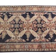 Handmade caucasian oriental wool runner rug blue traditional entranceway rug 140x300cm