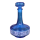 Deep Caribbean blue vintage glass carafe made in Belgium.
