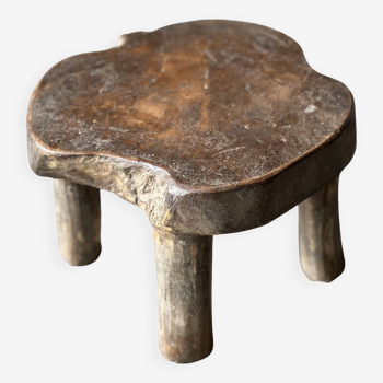 Mini low stool in upcycled old Asian teak H15 D24