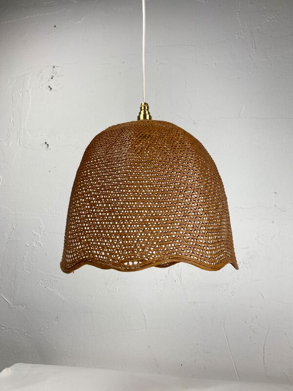 Lampe suspendue en rotin en rotin en rotin, années 1930