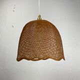 Beehive webbing rattan wicker pendant hanging lamp, 1930s