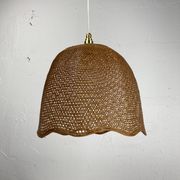 Beehive webbing rattan wicker pendant hanging lamp, 1930s