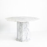 Table vintage octogonale en marbre blanc, France, années 70