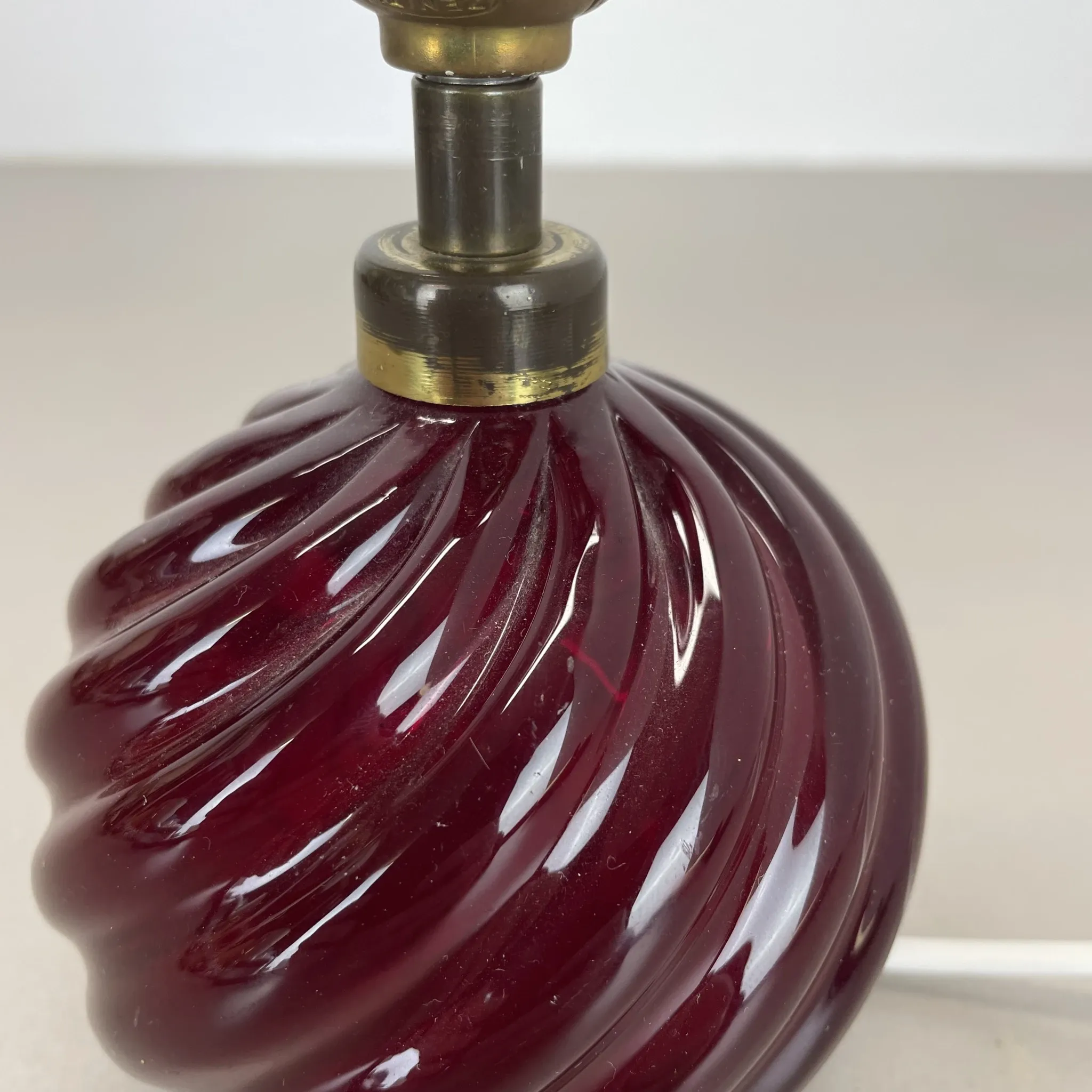 Unique Table Lamp Base made of Murano Glass with Red Ball, Barovier & Toso (attributed), Italy, 1960s