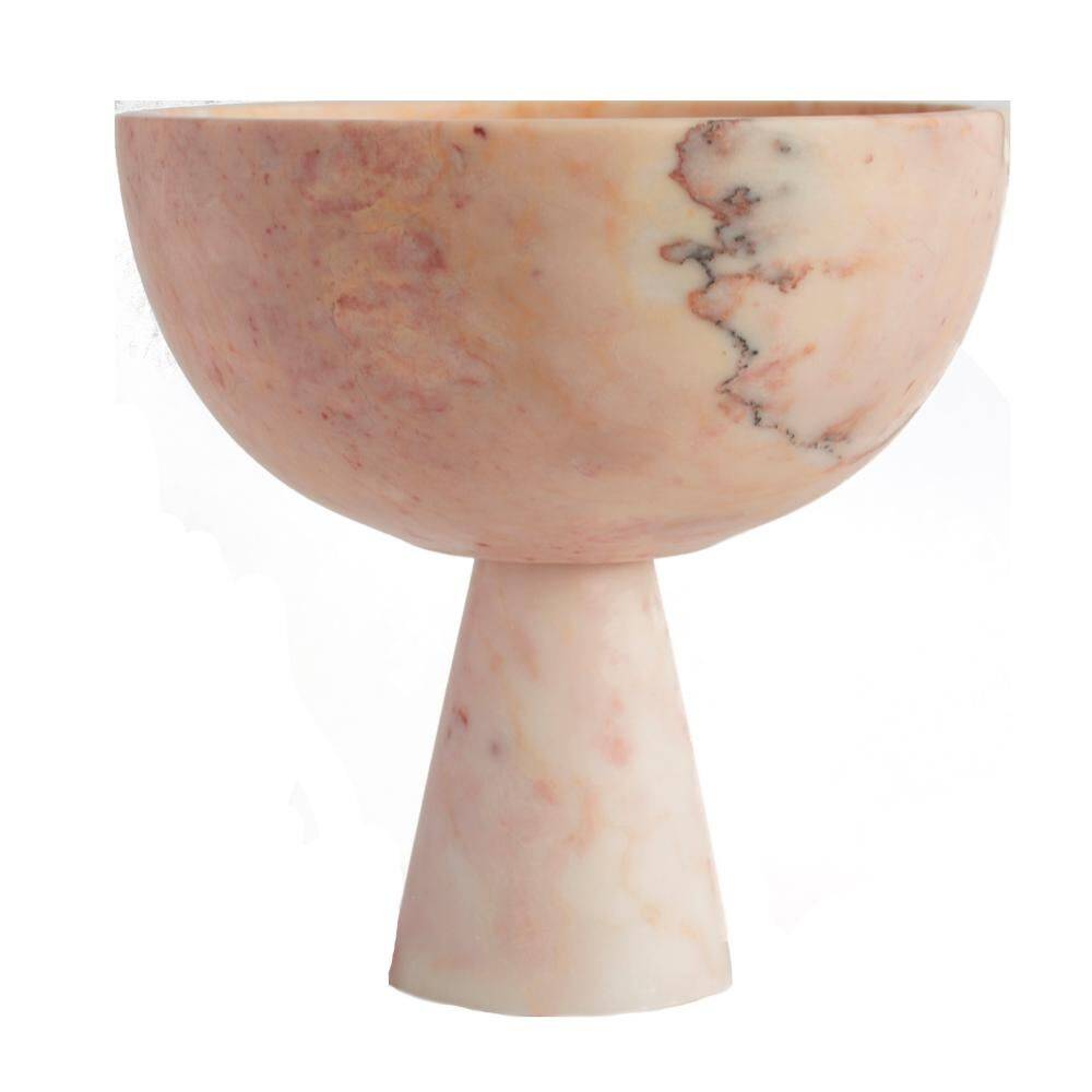 XL pink marble pedestal bowl