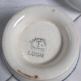 Vintage ironstone bowl from the Badonviller factory in cream and blue.