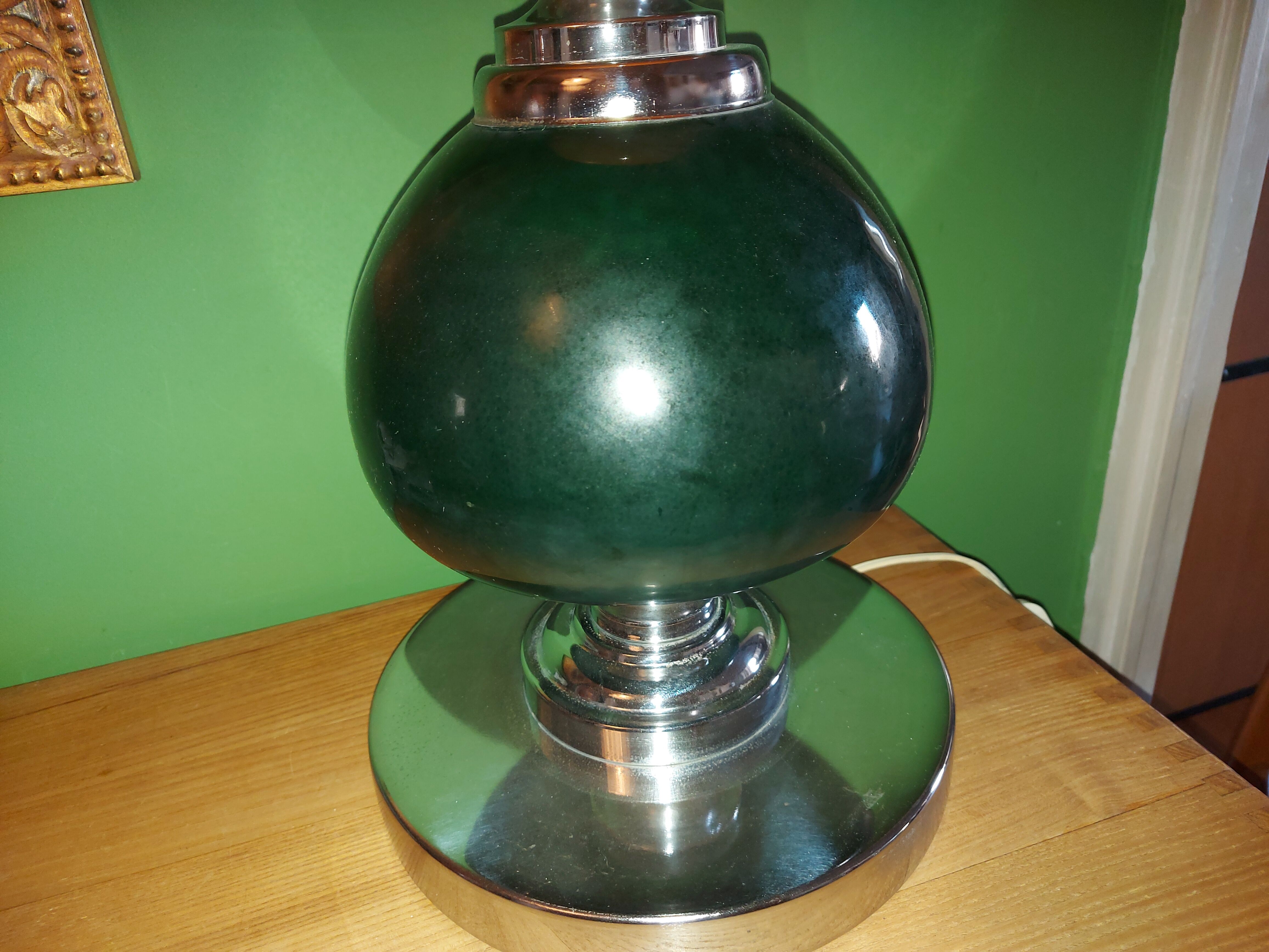 Large vintage 70'S lamp in aluminum and metal