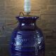 Large blue earthenware lamp base signed ST Clément France Plume 815-2 – Excellent condition
