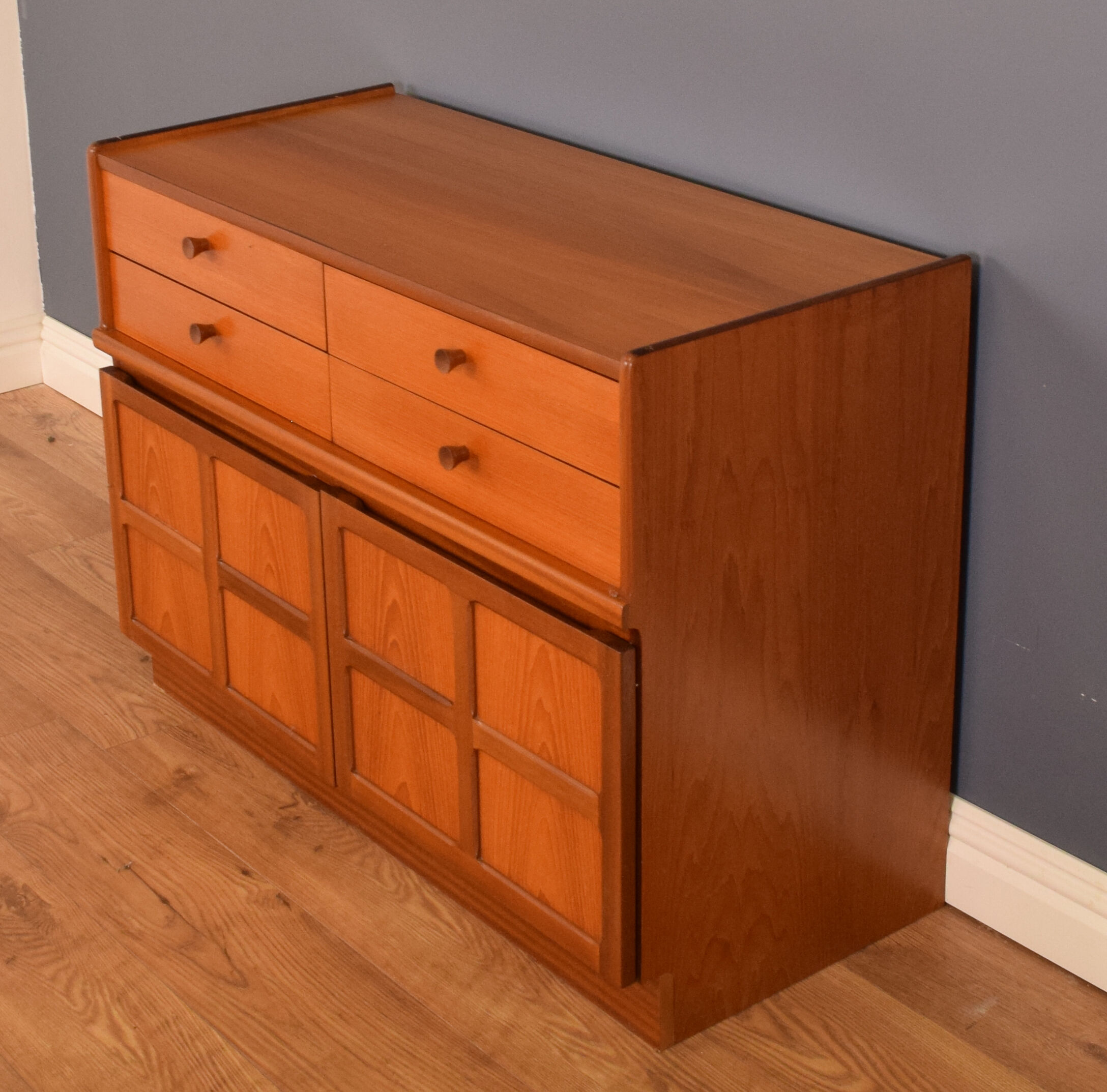 Restored Teak Retro Nathan Squares Sideboard Cabinet