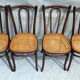 Curved wooden lounge 1900, a bench and four chairs