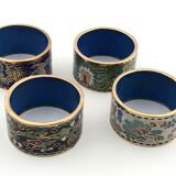 China, 4 rounds of vintage towels in cloisonné enamels/napkin ring cloisonné enamels