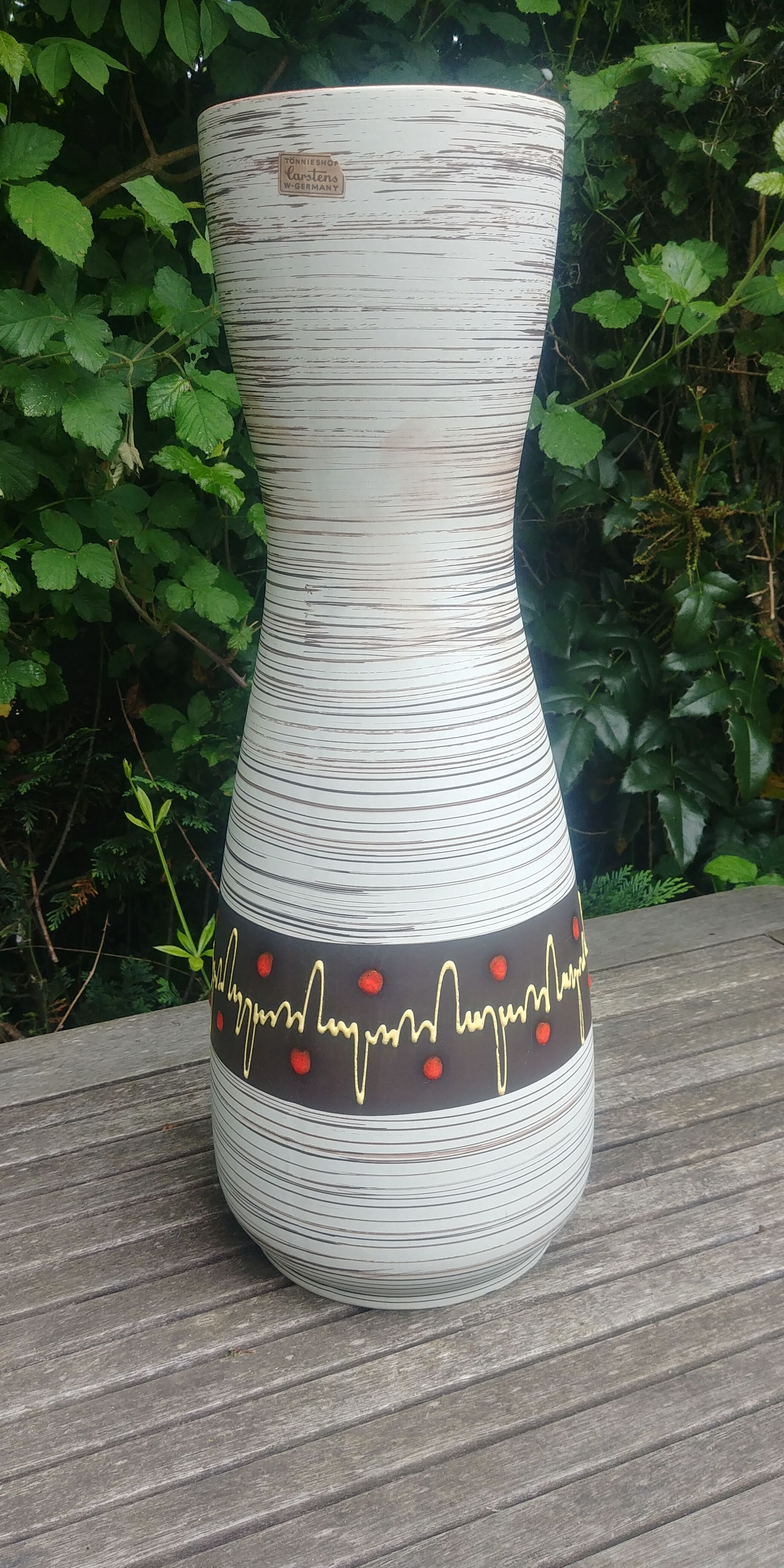 Very Large glazed ceramic vase Vintage W.Germany 60s soliflore shape