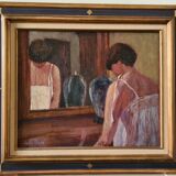 Huile sur toile par Jean Pesce Le Miroir