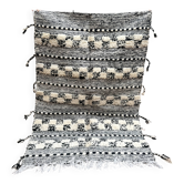 Small black Moroccan Berber Zanafi kilim rug for bedroom and living room.