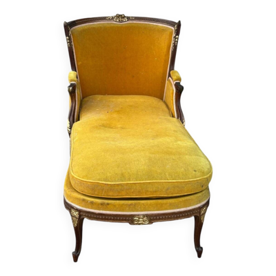Banquette - Chaise Longue - Méridienne De Style Louis XVI En Acajou D’époque Napoléon III