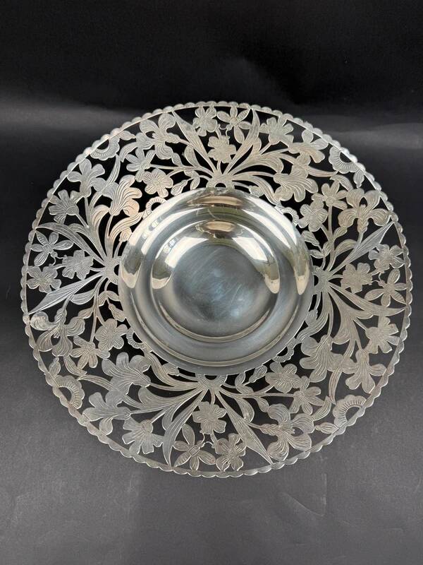 Compote dish, silver-plated fruit bowl in Art Nouveau style