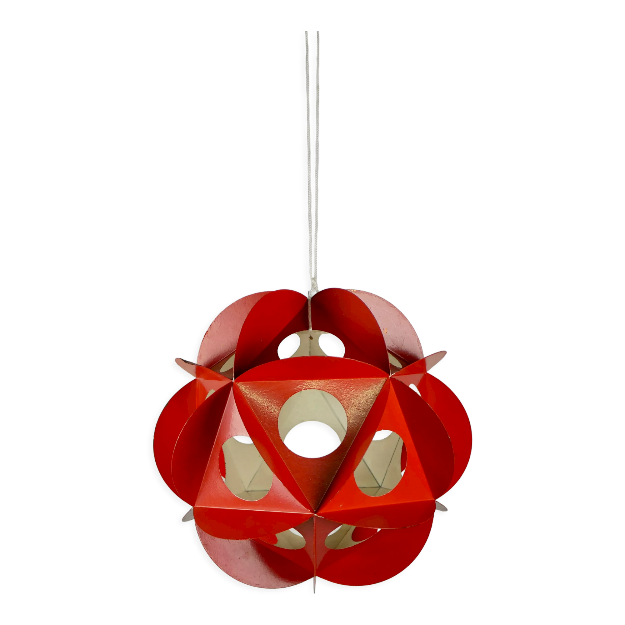 Orange metal origami decoration 70s