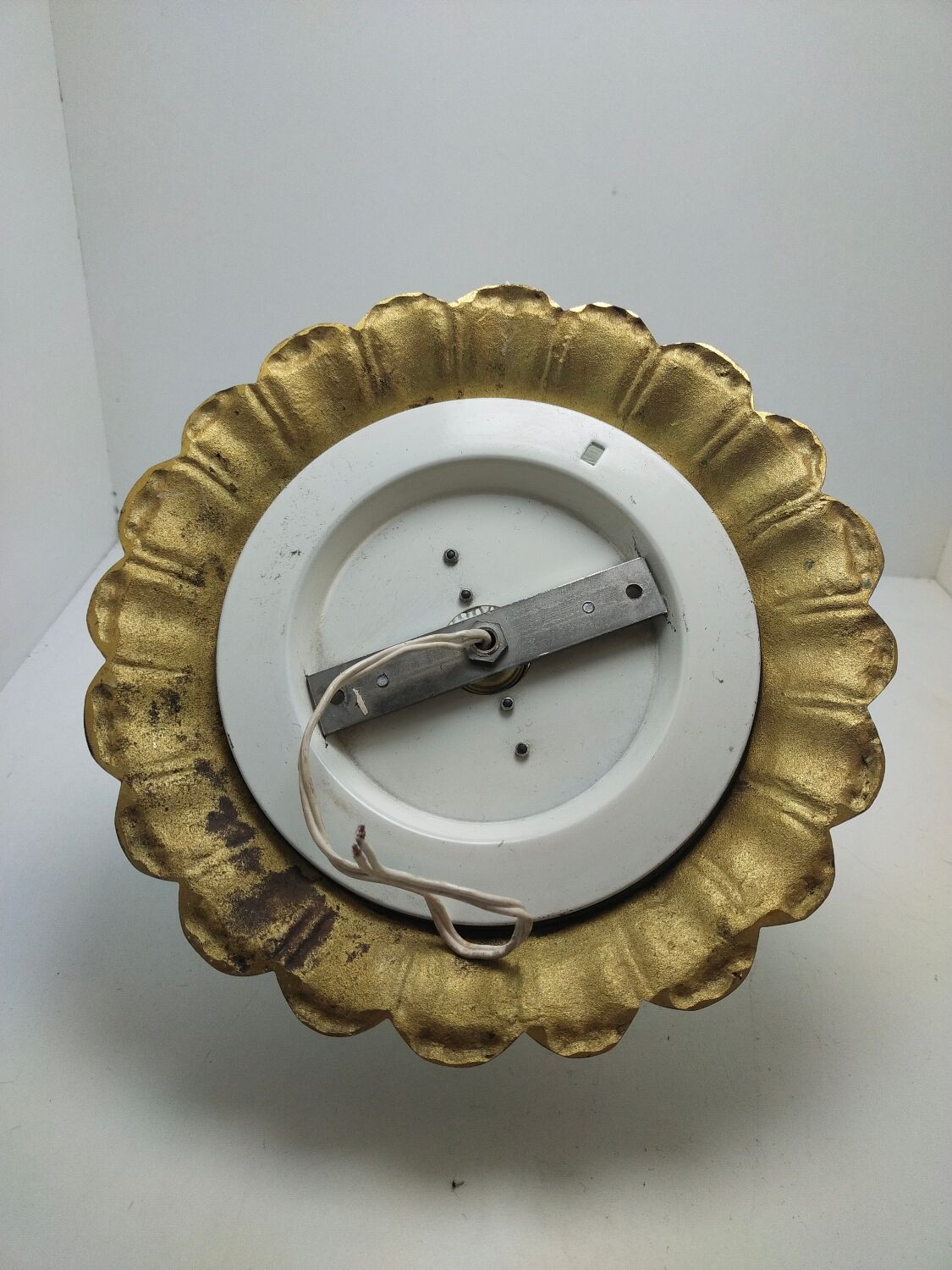 Ceiling lamp glass diamond tip and brass 70's