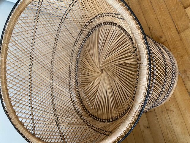 Duo of Emmanuelle armchairs in wicker