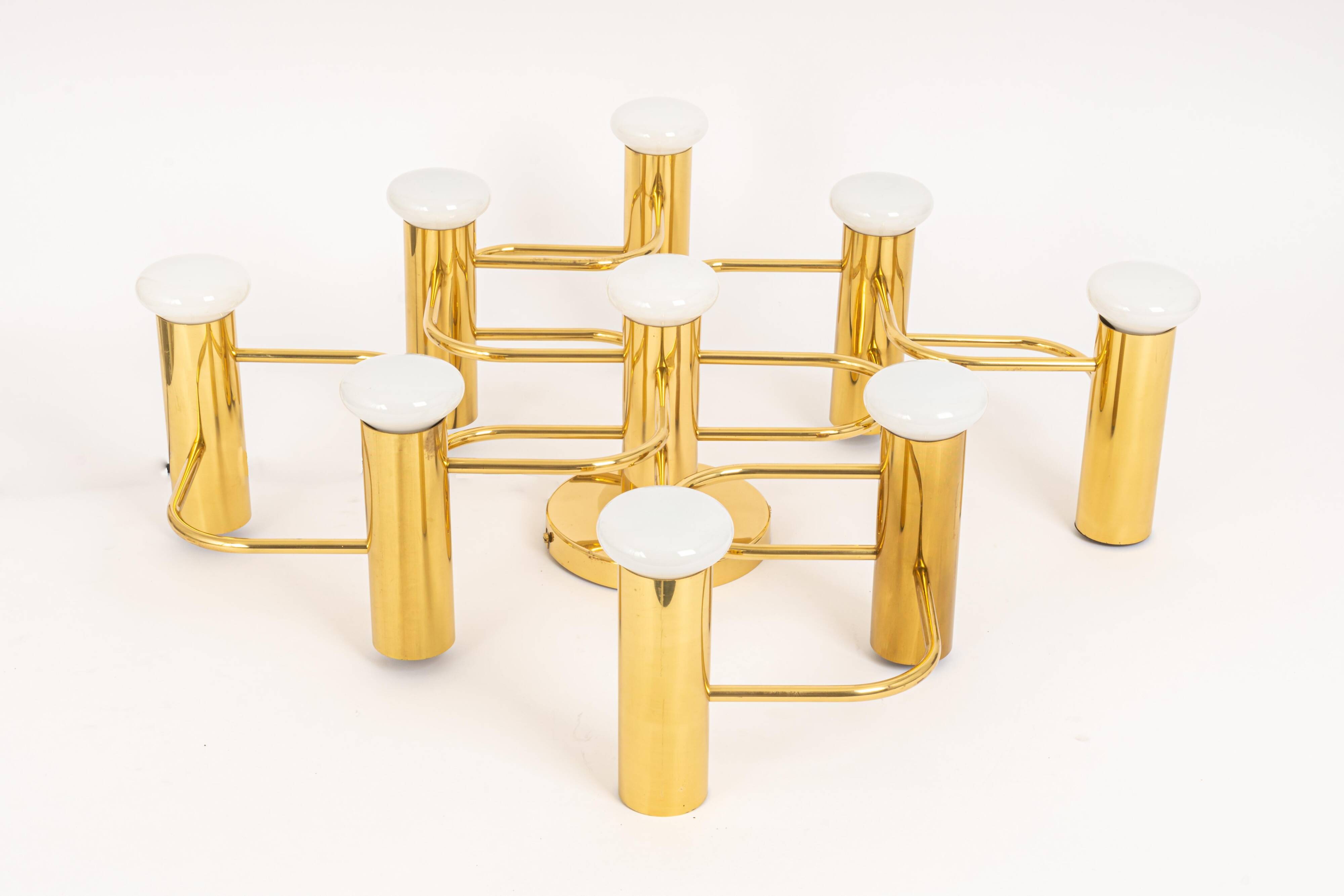 1 of 2 Sciolari Leola wall-mounted ceiling light in brass, Germany, 1970s