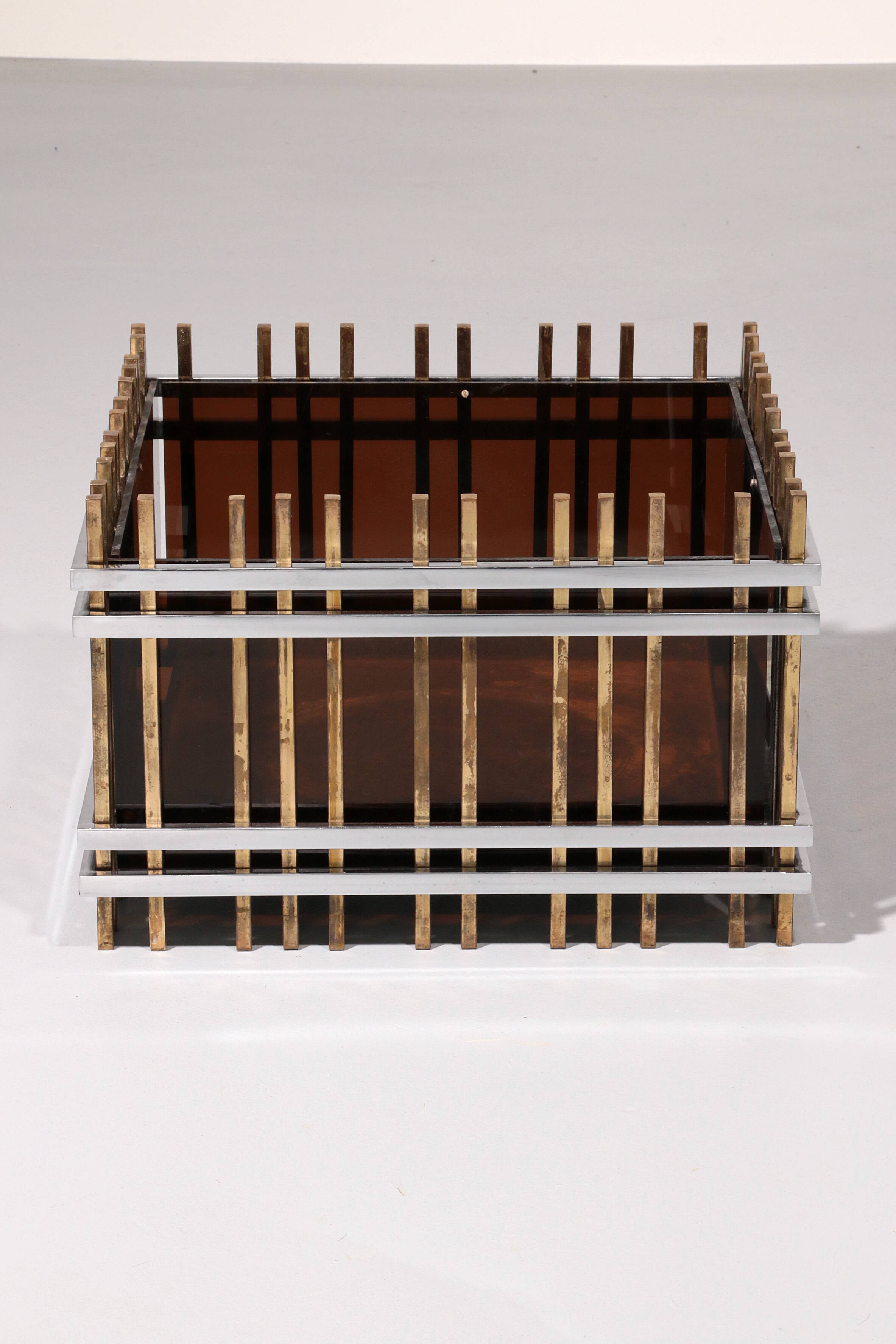 Jardinière « Fioriera » moderniste italienne attribuée à Romeo Rega – Laiton, chromoly