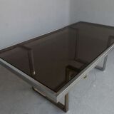 Vintage table 1970 chrome metal and glass