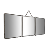 Vintage mirror 1950 triptych beveled purple barber - 25 x 58 cm