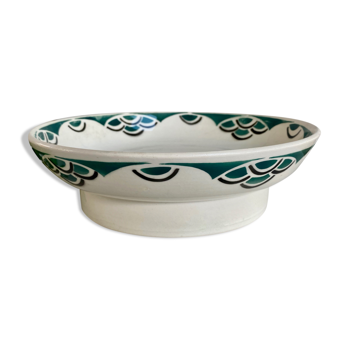 Dish on piedouche Faience of Badonviller