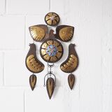 Brass, Copper and Enamel Mobile by Cesar Vasquez, Mid Century Wall Hanging Metal